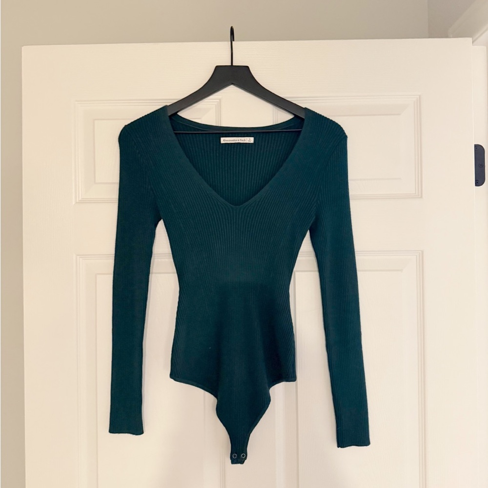 Abercrombie & Fitch Ribbed Sweater Bodysuit - Winter Green